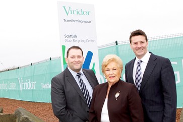 (l-r) Colin Paterson, Viridor Scottish regional director; North Lanarkshire councillor Helen McKenna; and Ian McAulay, Viridor chief executive (Photo: Gary Baker)